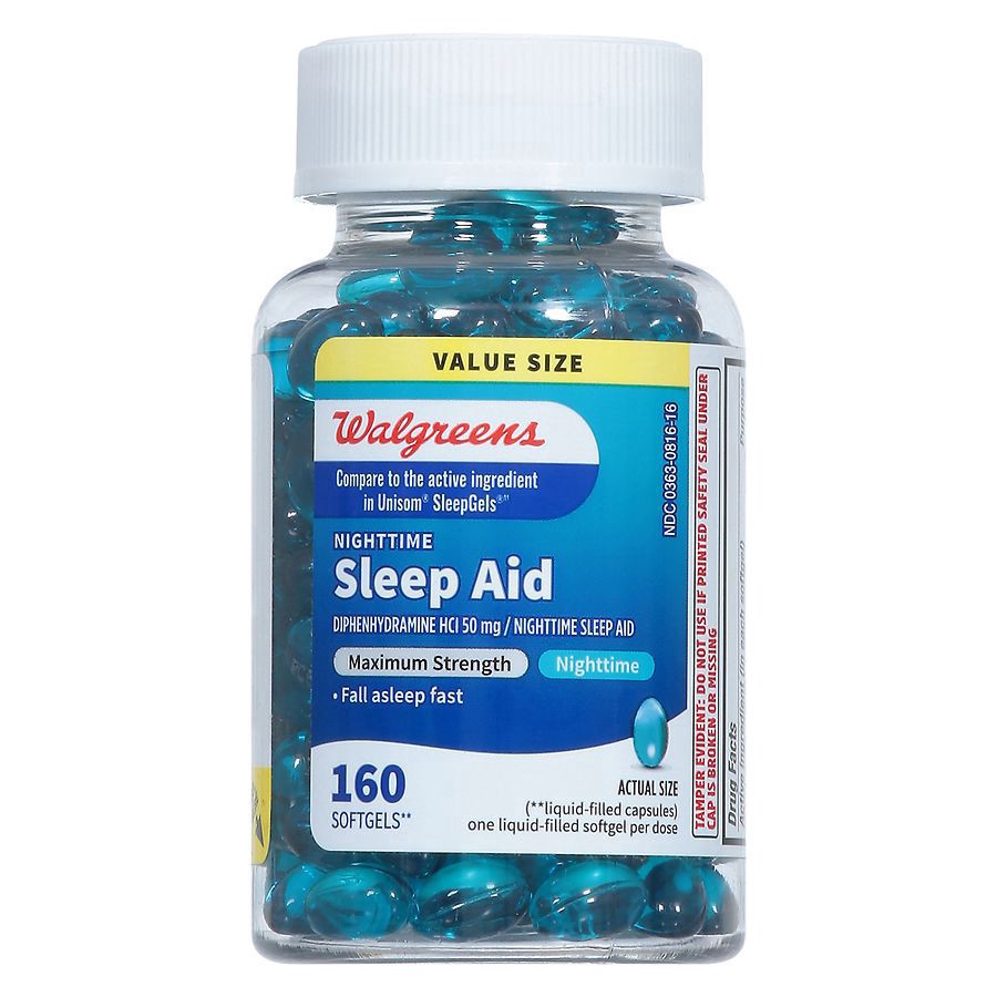 slide 4 of 5, Walgreens Wal-Som Nighttime Sleep Aid 50Mg Softgels, 160 ct