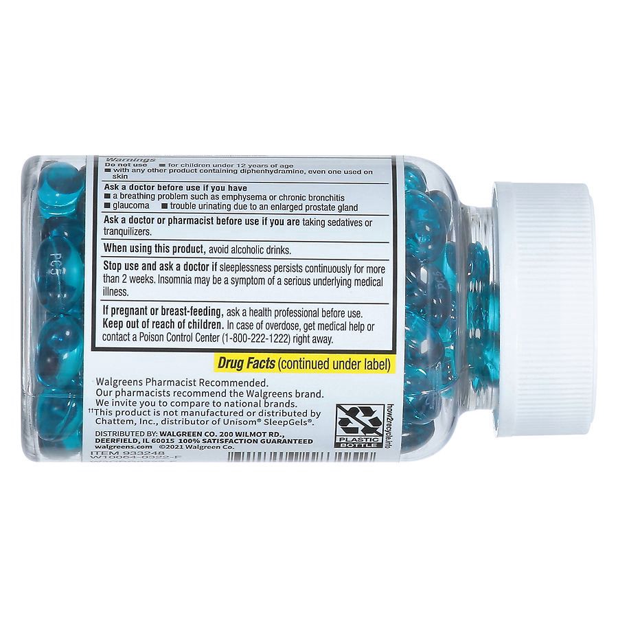 slide 5 of 5, Walgreens Wal-Som Nighttime Sleep Aid 50Mg Softgels, 160 ct