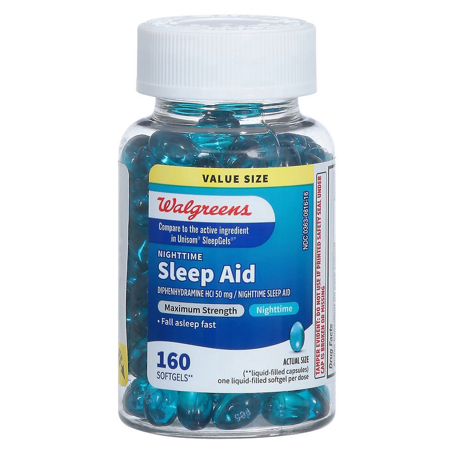 slide 1 of 5, Walgreens Wal-Som Nighttime Sleep Aid 50Mg Softgels, 160 ct