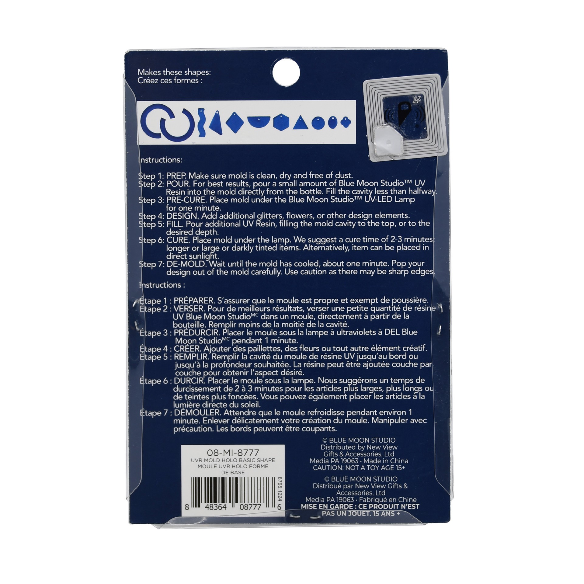 slide 2 of 5, Blue Moon Studio Uv Resin Craft Holographic Basic Shapes Silicone Mold, 3.15 in x 3.54 in x 0.47 in