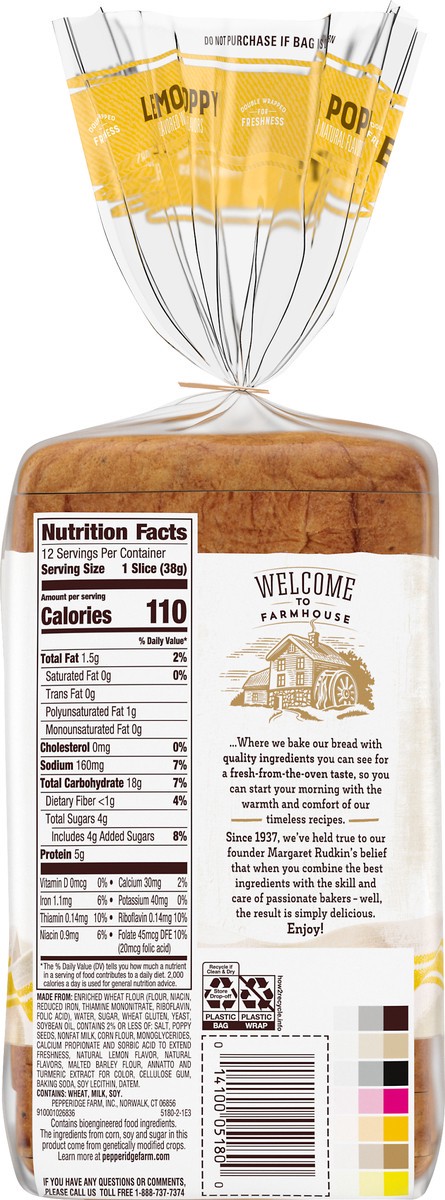 slide 7 of 7, Pepperidge Farm Farmhouse Lemon Poppy Breakfast Bread 16 oz, 16 oz