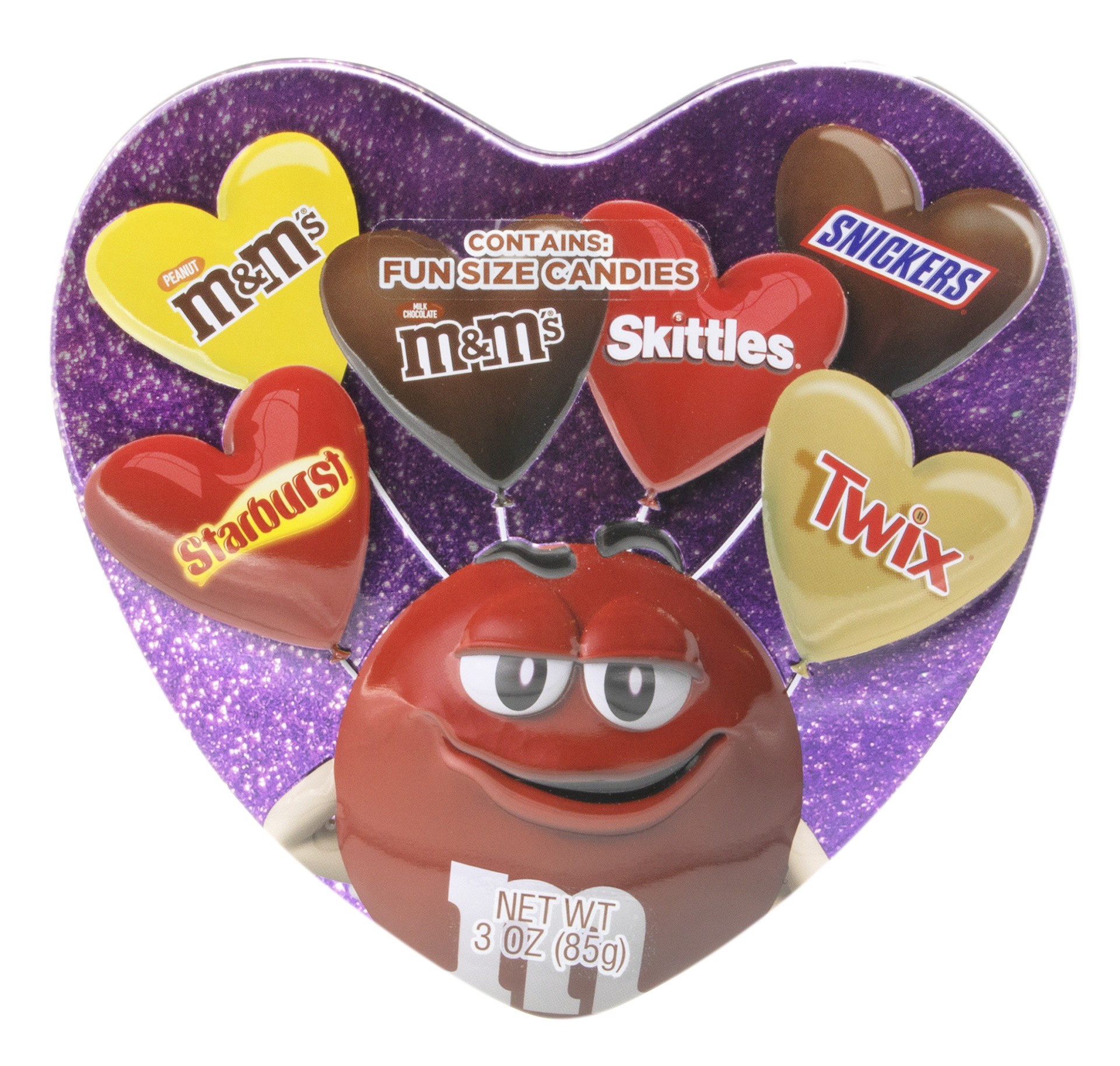 slide 1 of 1, Frankford Valentines Assorted Mars Chocolate Heart Shape Tin, 3 oz