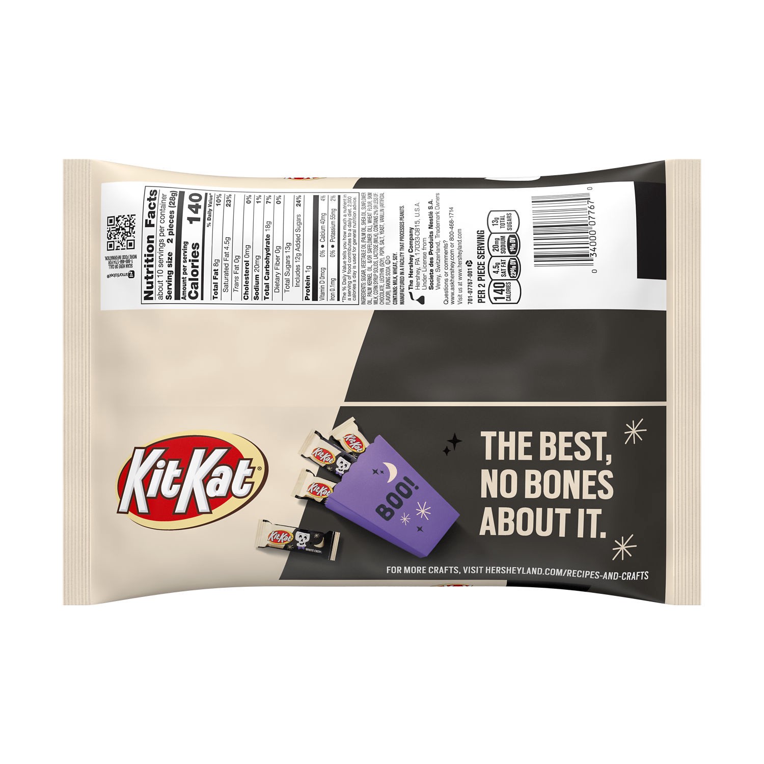 slide 4 of 8, KIT KAT Breaking Bones White Creme Wafer Snack Size, Halloween Candy Bag, 10.29 oz, 10.29 oz