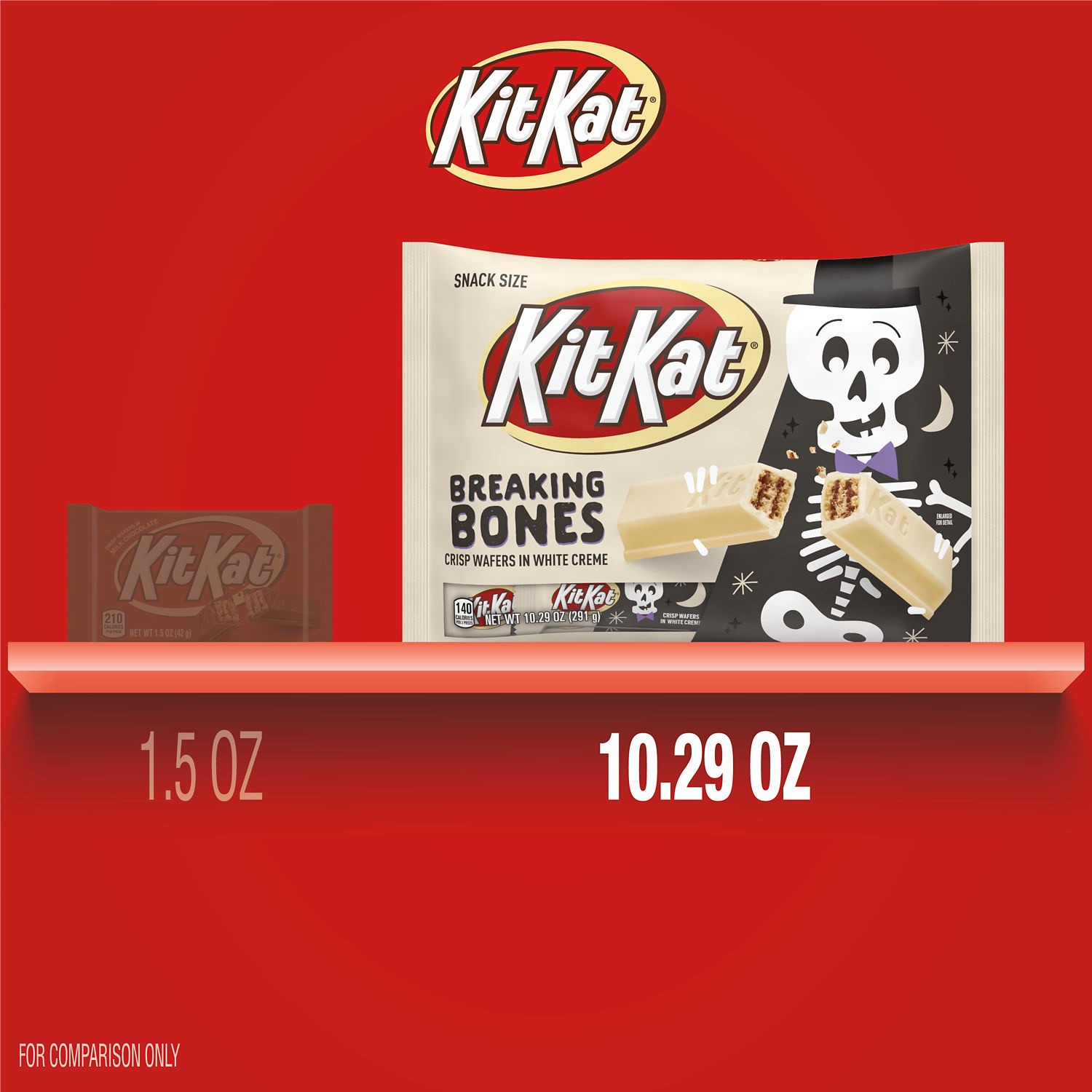 slide 6 of 8, KIT KAT Breaking Bones White Creme Wafer Snack Size, Halloween Candy Bag, 10.29 oz, 10.29 oz