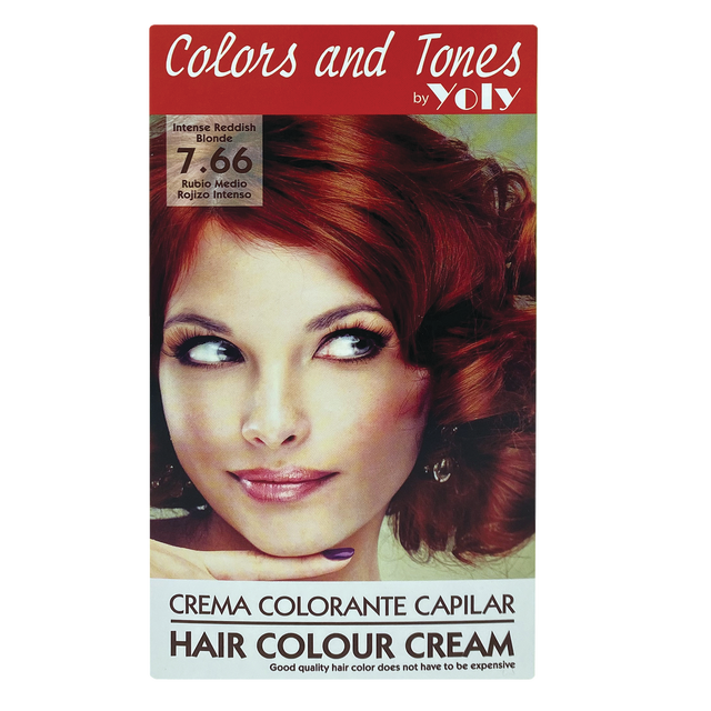 slide 1 of 1, Yoly Colors&Tones Permanent Hair Colour Cream #7.66Intrdblnd, 1 ct