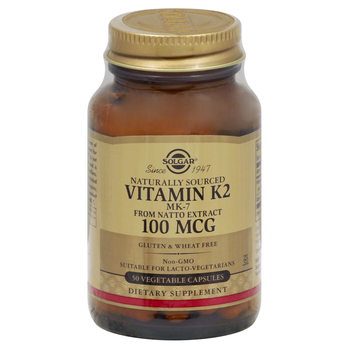 slide 1 of 1, Solgar Vitamin K2, 100 mcg, Vegetable Capsules, 50 ct