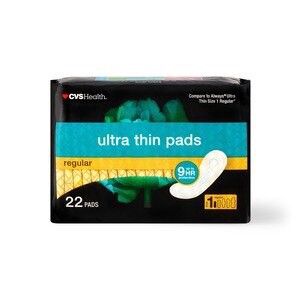 slide 1 of 1, CVS Health Ultra Thin Pads Regular , 22 Ct, 1 ct