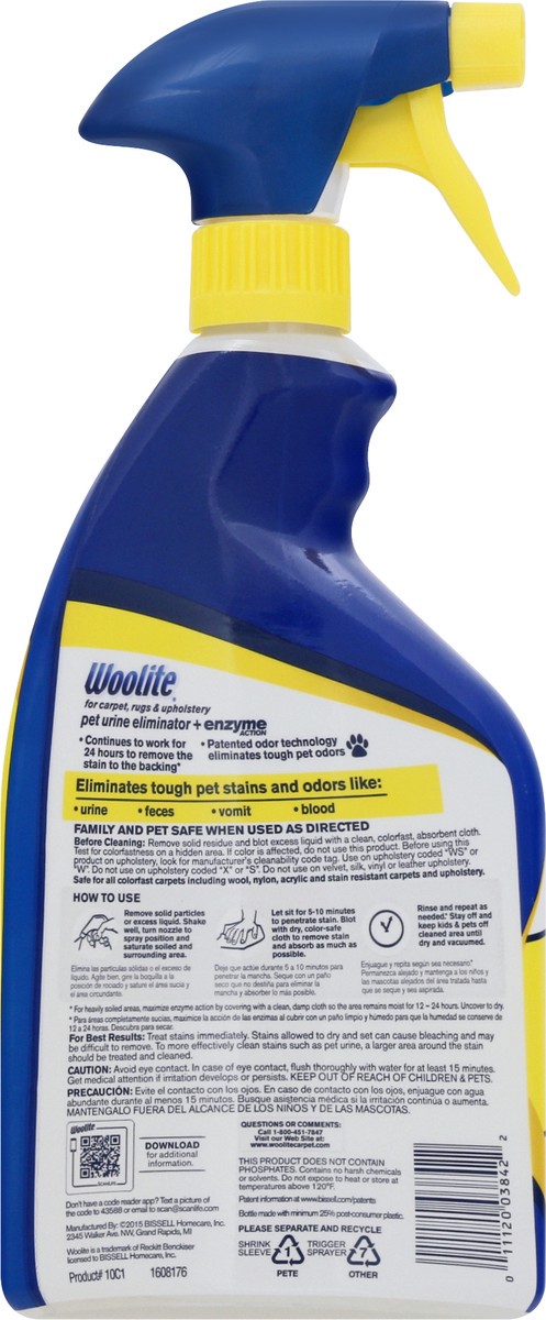 slide 5 of 10, Woolite Pet Urine Eliminator +Enzyme Action 22 oz, 22 oz