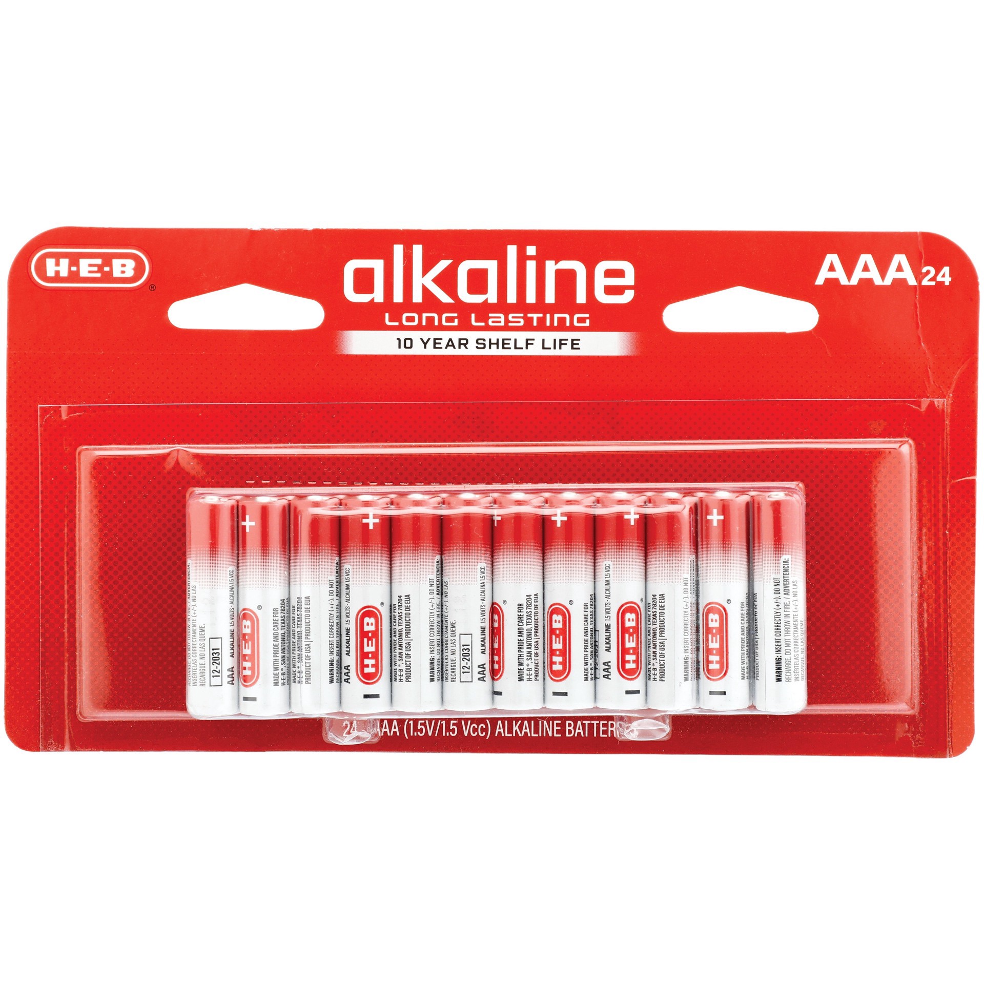 slide 1 of 1, H-E-B Alkaline AAA Batteries, 24 ct