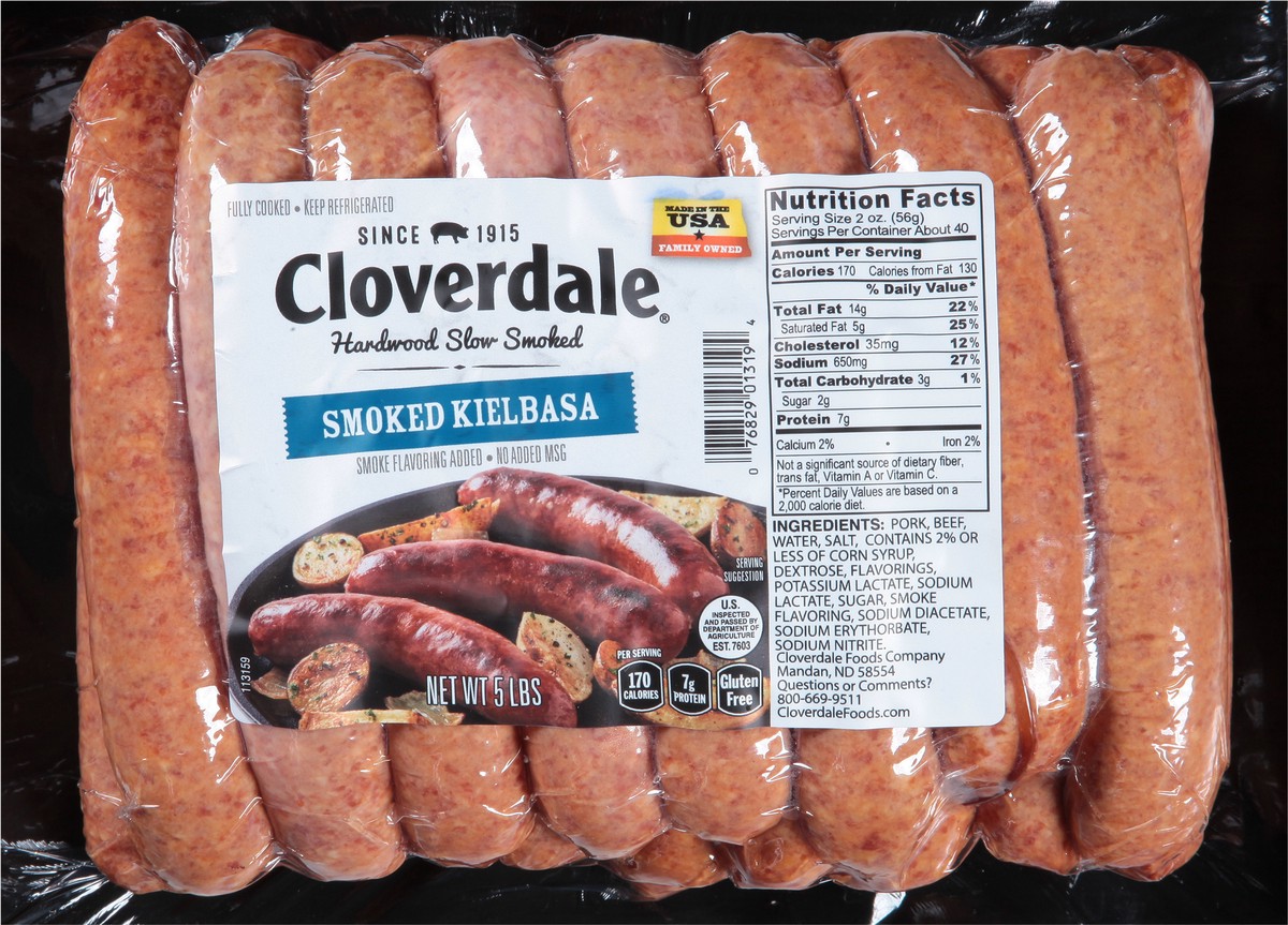 slide 6 of 11, Cloverdale Smoked Kielbasa Sausage, 5 lb