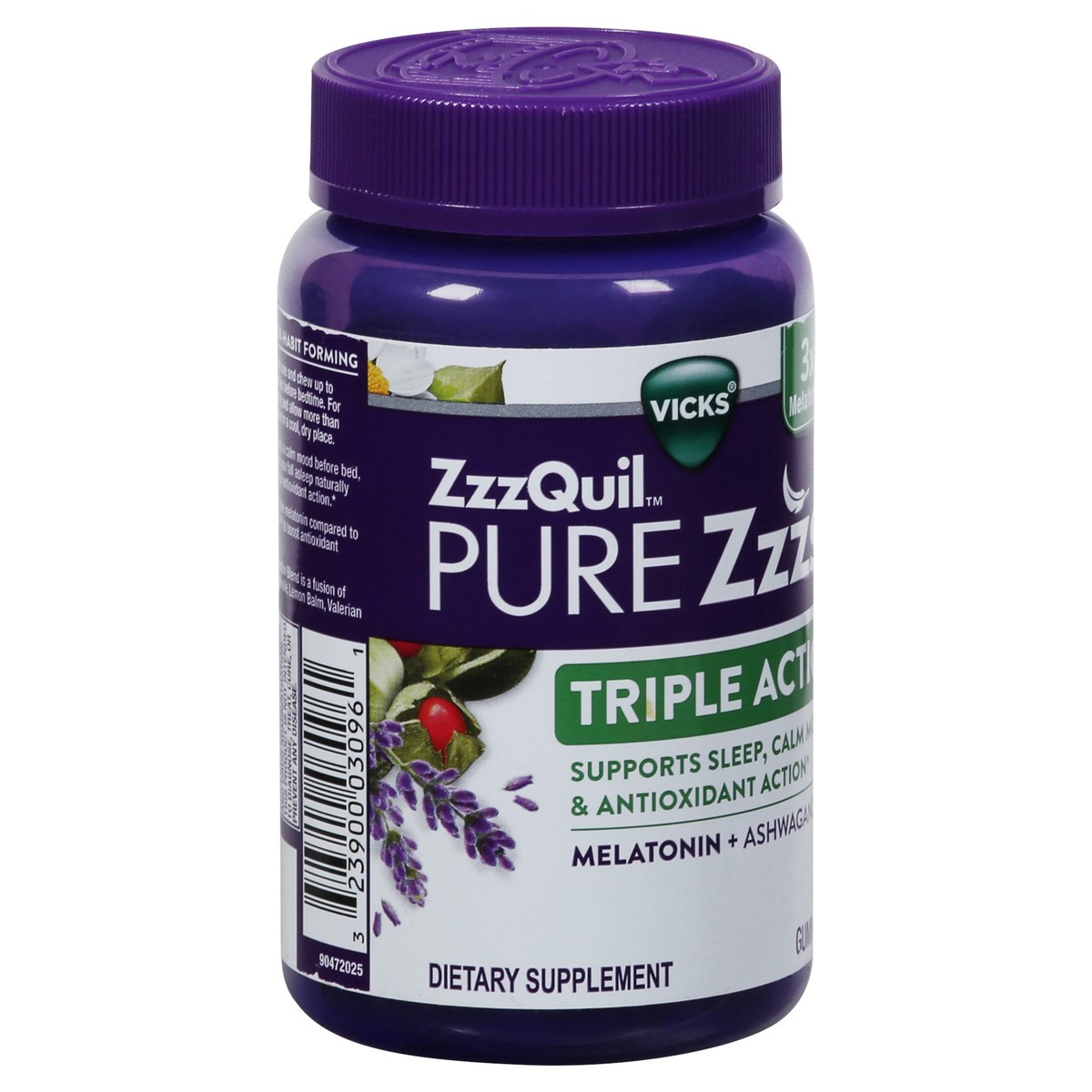 slide 2 of 9, Vicks ZzzQuil PURE Zzzs Triple Action, Melatonin Gummies, Melatonin 6mg, 3X Melatonin, Sleep Aid with Ashwagandha, Calm Mood, Antioxidant Action, Sleep Aids for Adults, 60 Sleep Gummies, 60 ct