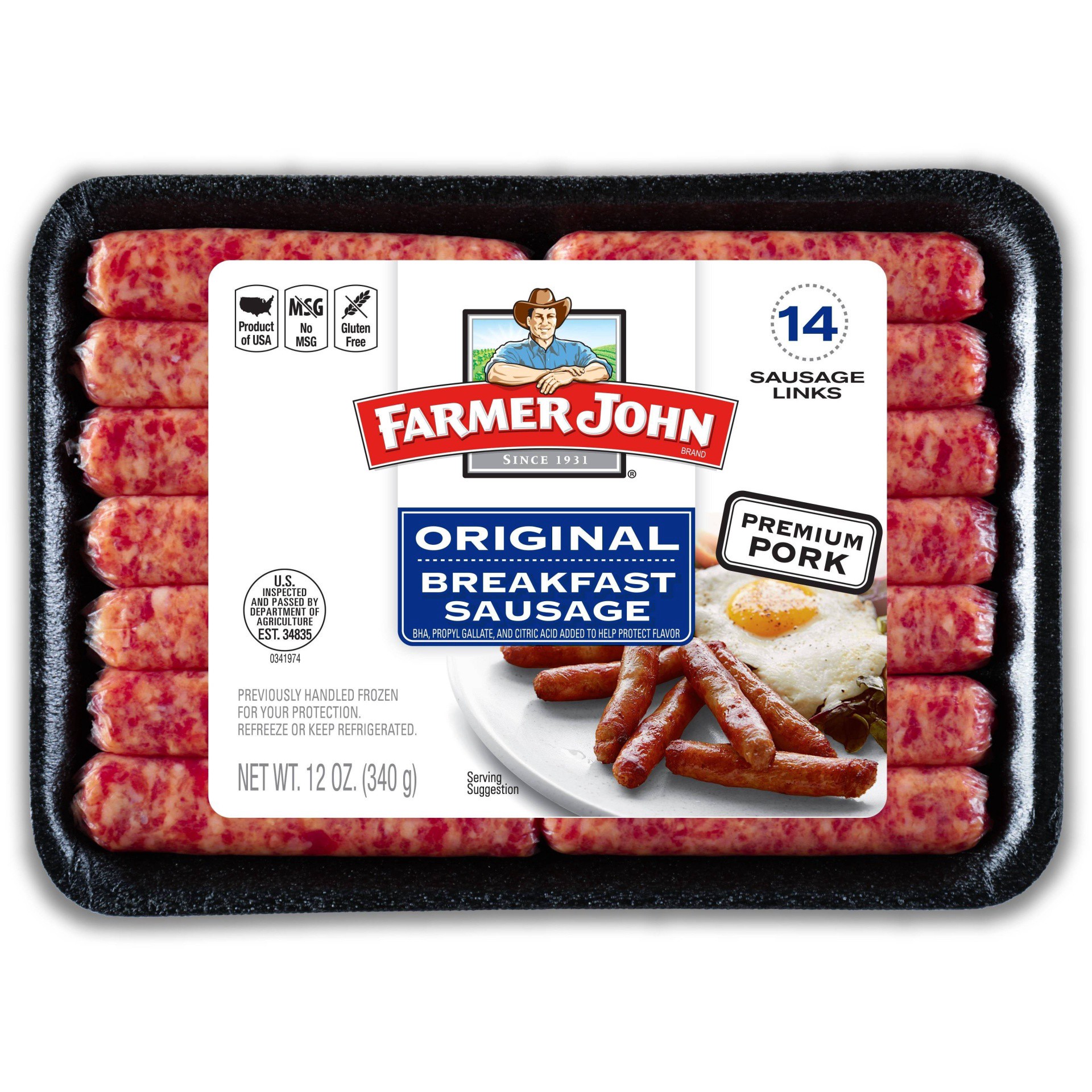 slide 1 of 9, Farmer John Original Breakfast Sausage Links, 12 oz