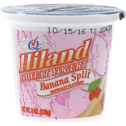 slide 1 of 1, Hiland Dairy Banana Split Yogurt, 6 oz
