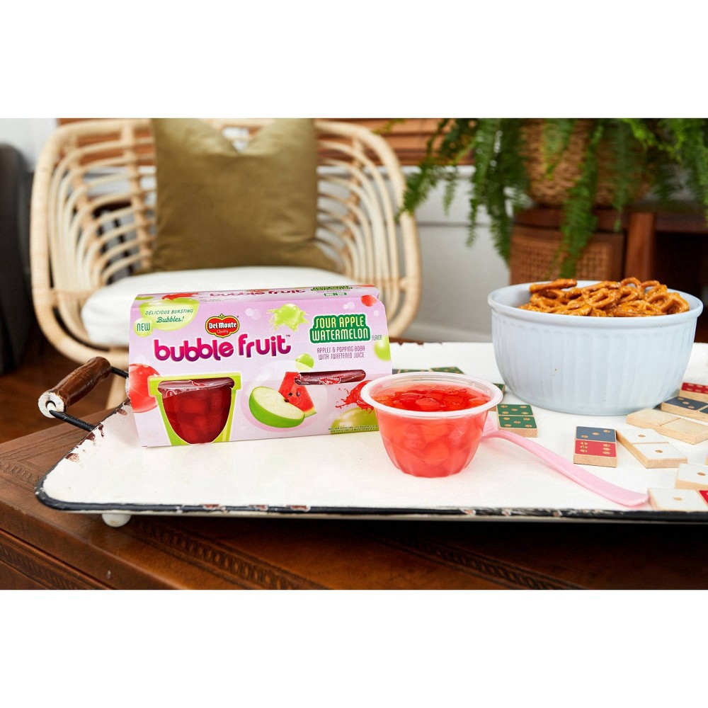 slide 11 of 15, Del Monte Sour Apple Watermelon Bubble Fruit 4 3.5 oz Cup/Tub/Bowl 4 ea Sleeve, 4 ct