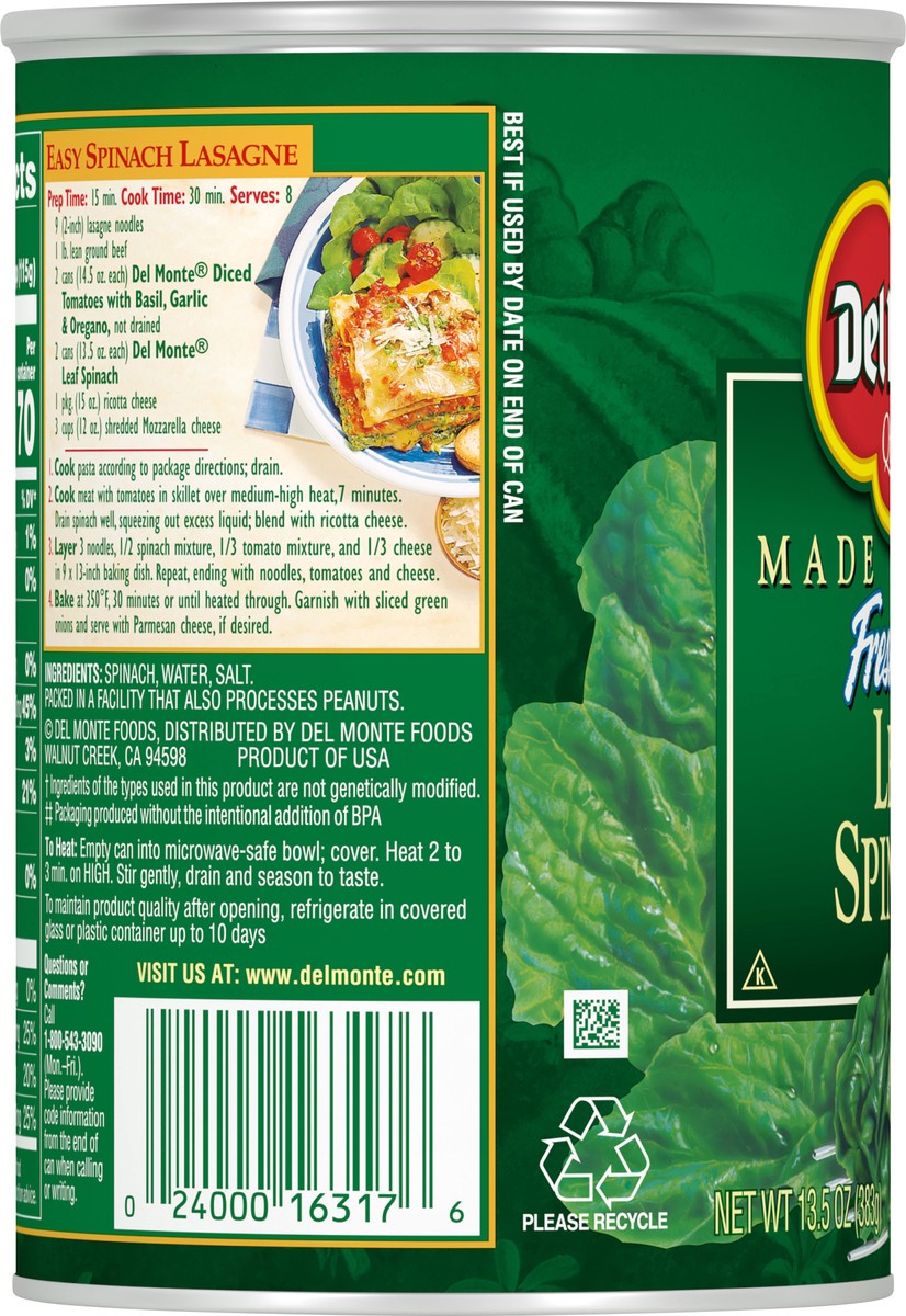 slide 5 of 7, Del Monte Fresh Cut Leaf Spinach 13.5 oz, 13.5 oz