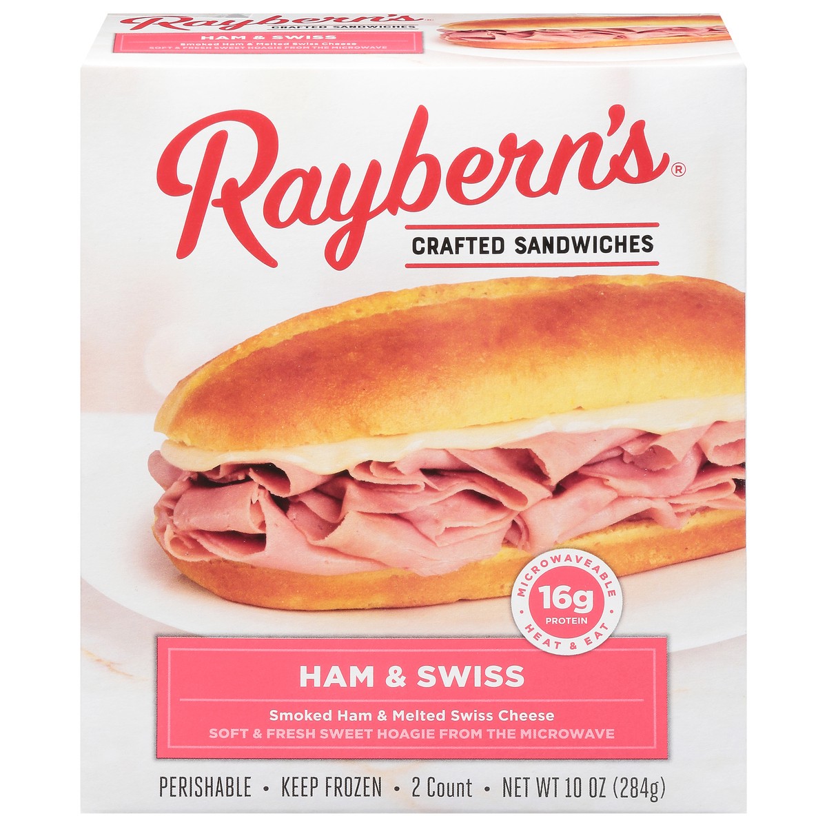 slide 1 of 16, Raybern's Crafted Ham & Swiss Sandwiches 2 ea, 2 ct
