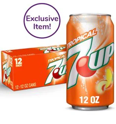 7UP Tropical Soda, 12 fl oz Cans, 12 Pack
