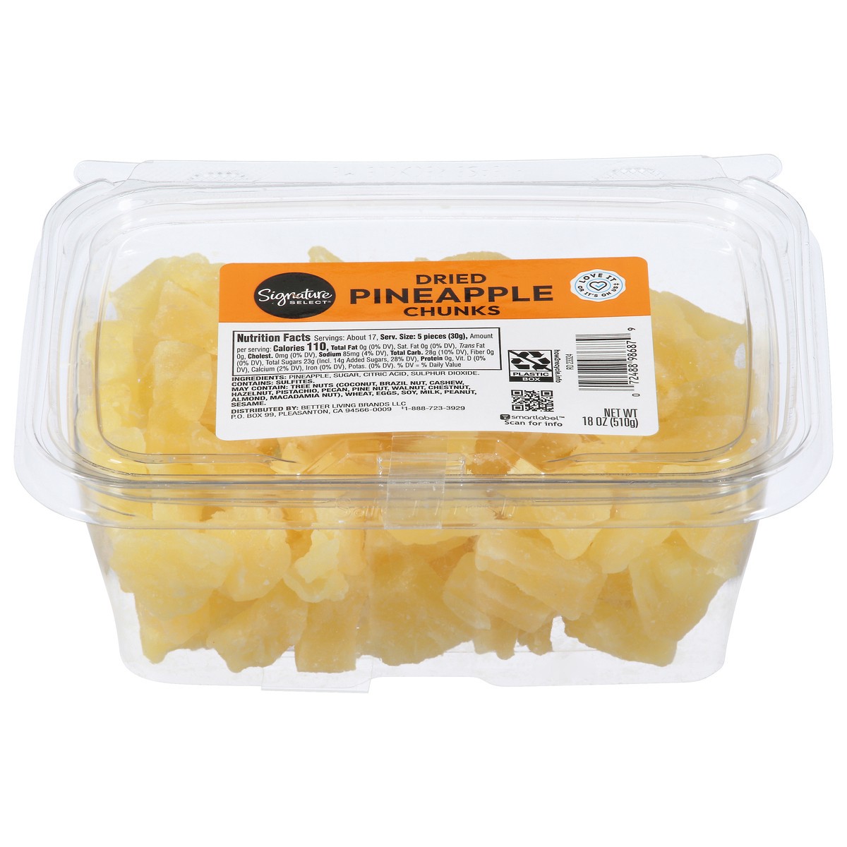 slide 1 of 1, Signature Select Dried Pineapple Chunks 18 oz, 18 oz