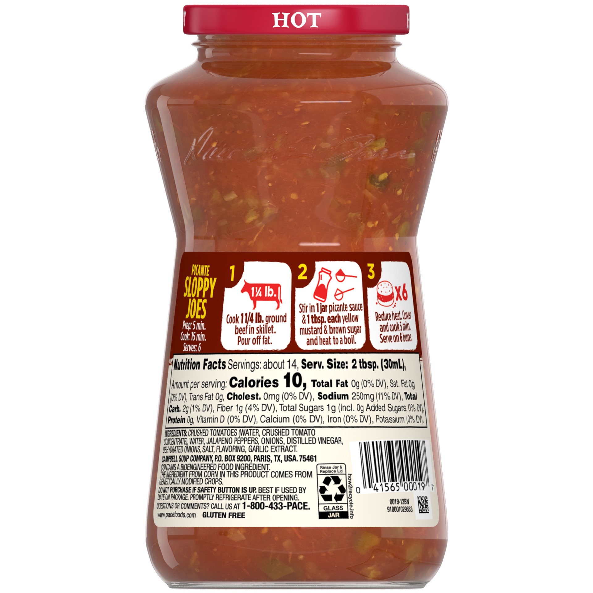 slide 3 of 5, Pace Hot Picante Sauce, 16 oz