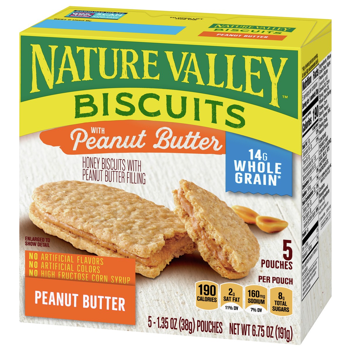 slide 8 of 9, Nature Valley Biscuit Sandwiches, Peanut Butter Snack, 5 ct, 6.75 OZ, 5 ct