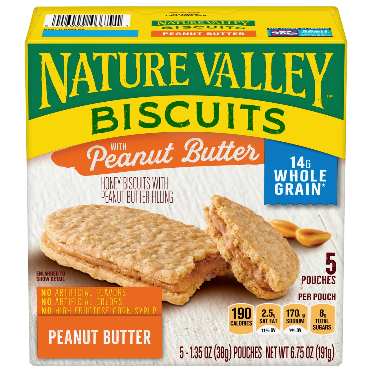 slide 1 of 1, Nature Valley Biscuits with Peanut Butter, 5ct ,6.75 oz, 6.75 oz