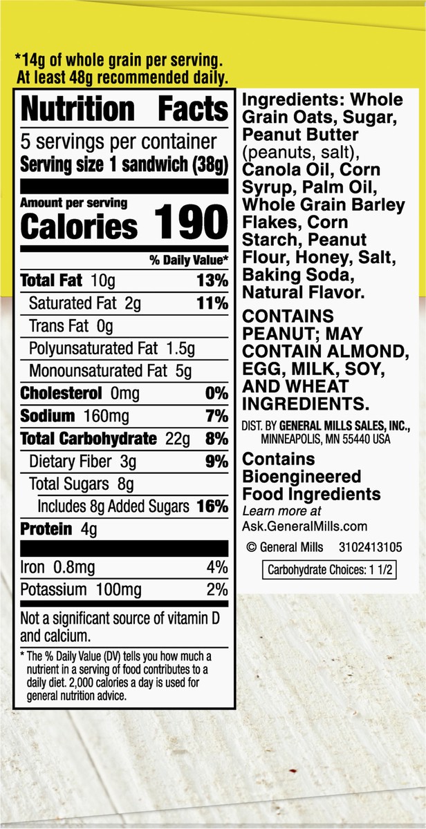 slide 3 of 9, Nature Valley Biscuit Sandwiches, Peanut Butter Snack, 5 ct, 6.75 OZ, 5 ct