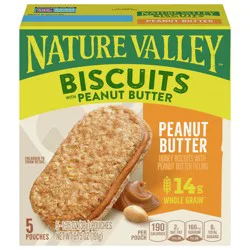Nature Valley Biscuit Sandwiches, Peanut Butter Snack- 5 ct