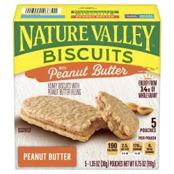 Nature Valley Biscuits, Peanut Butter, Breakfast Biscuits with Nut Filling, 5 Bars