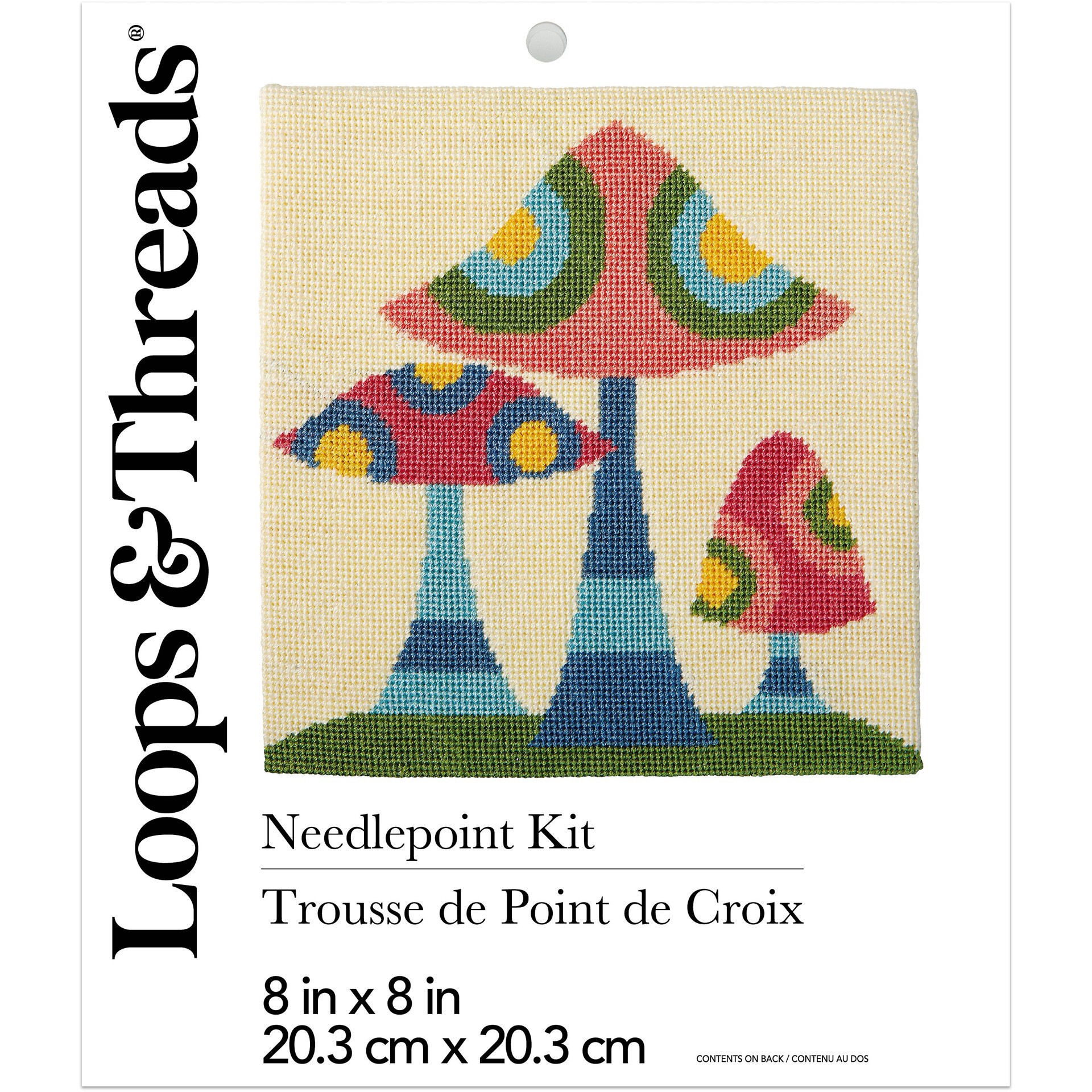 slide 4 of 4, 8" X 8" Retro Mushrooms Needlepoint Kit By Loops & Threads, 8 in x 8 in
