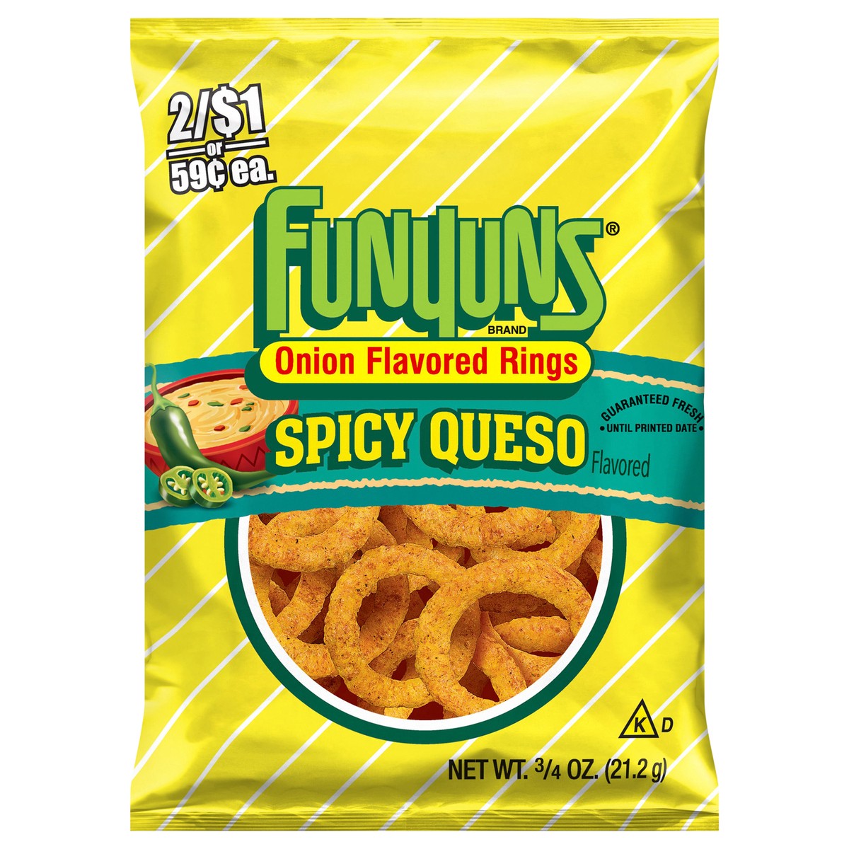 slide 4 of 9, Funyuns Onion Flavored Rings Spicy Queso Flavored 3/4 Oz, 0.75 oz