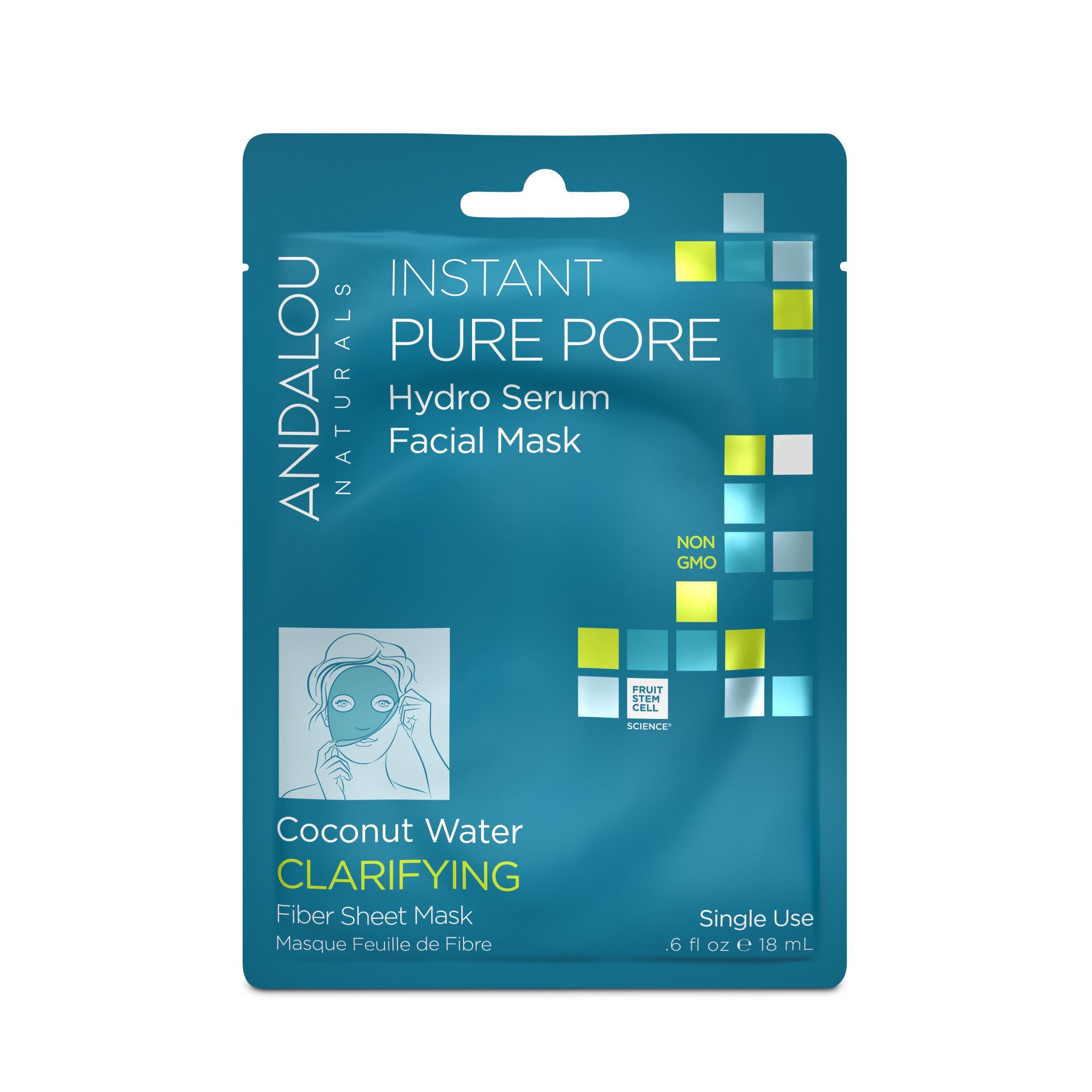 slide 1 of 3, Andalou Naturals Instant Pure Pore Hydro Serum Facial Mask With Clarifying Coconut Water, 0.6 fl oz