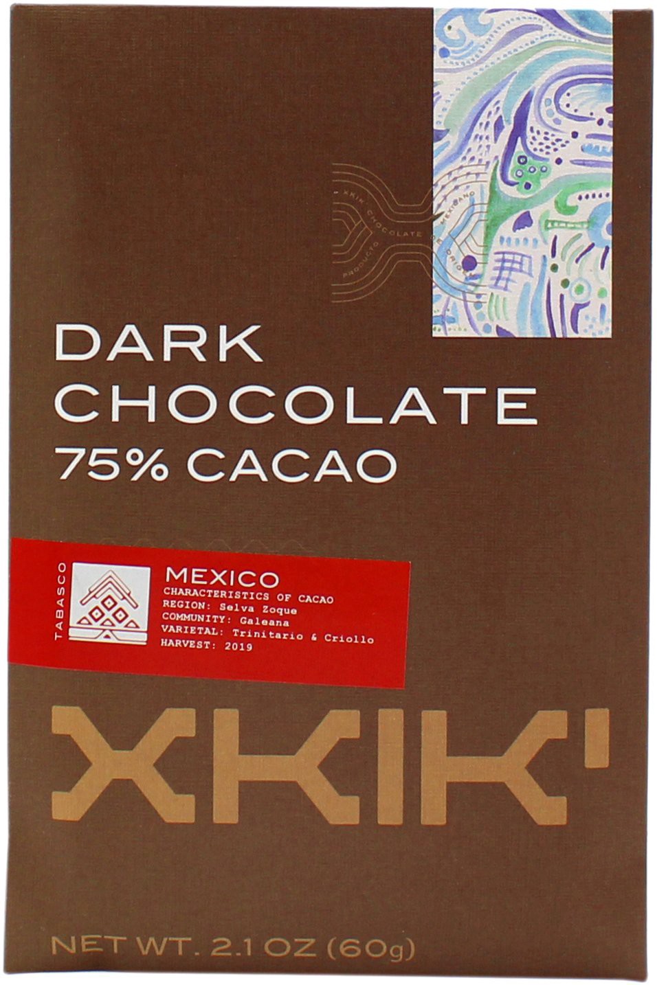 slide 1 of 1, Xkik Dark Chocolate Galeana 75% Cocoa, 2.1 oz