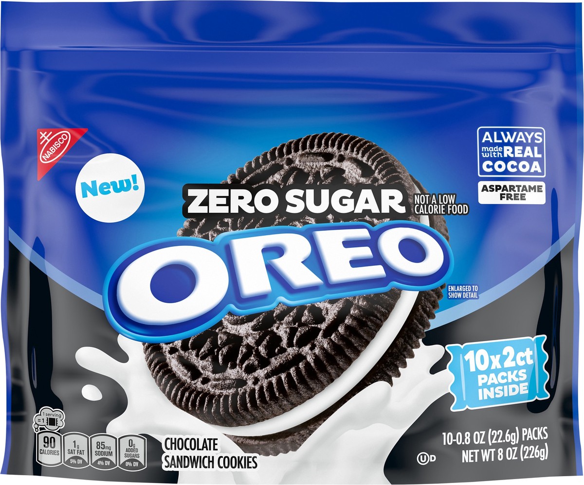 slide 15 of 15, NABISCO FAMILY SIZE OREO COOKIES ZERO SUGAR, 8 oz