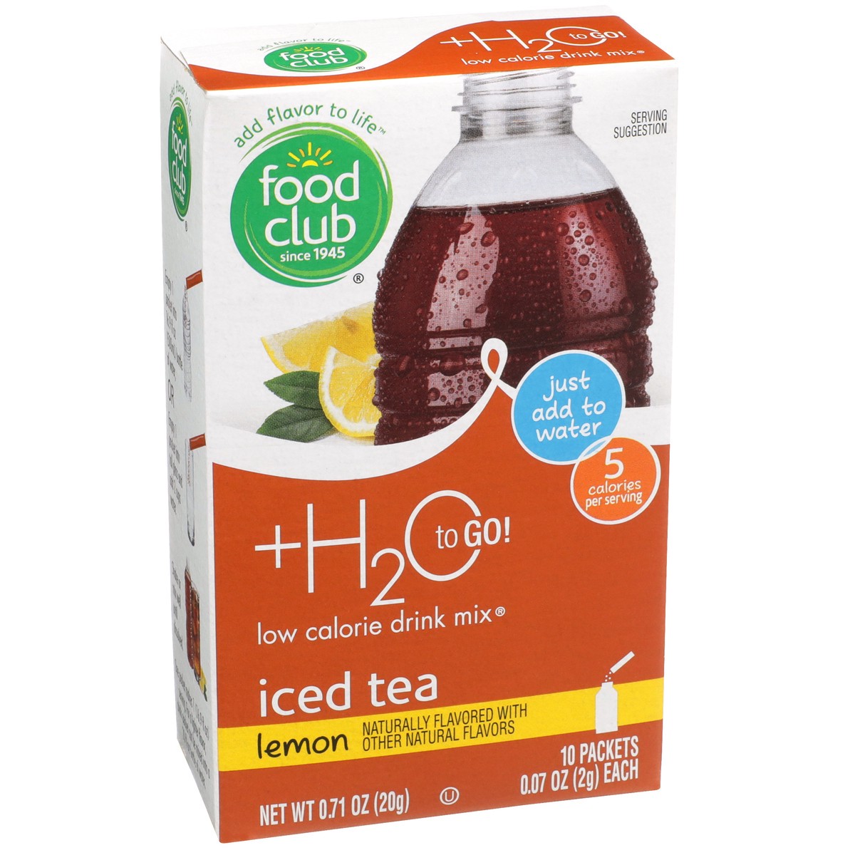 slide 2 of 9, Food Club +h2o To Go!, Lemon Iced Tea Low Calorie Drink Mix, 10 ct