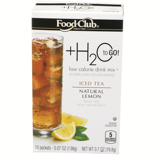 slide 1 of 1, Food Club +h2o To Go!, Lemon Iced Tea Low Calorie Drink Mix, 10 ct