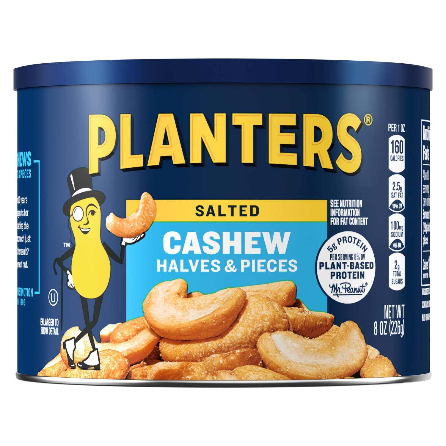 slide 1 of 5, Planters Cashew, Salted, Halves & Pieces, 8 oz