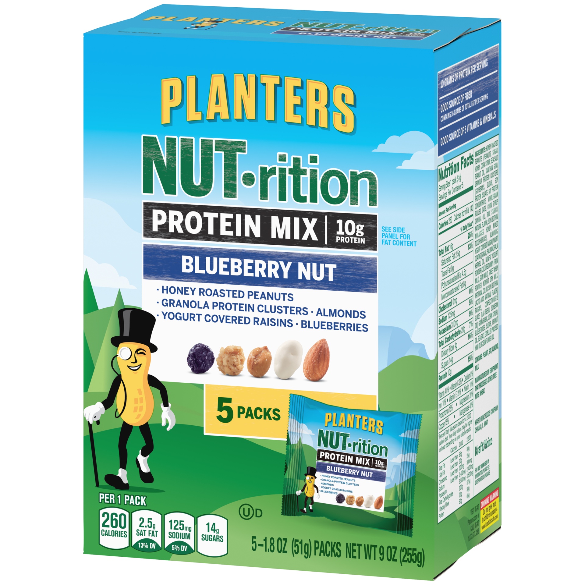 slide 3 of 6, Planters NUT-rition Blueberry Nut Protein Mix 9 oz Box, 5 ct; 1.8 oz