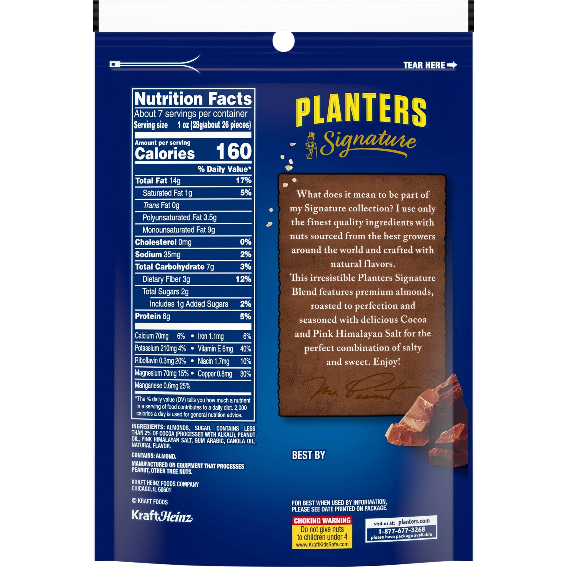 slide 4 of 6, Planters Signature Roasted Almonds with Cocoa & Pink Himalayan Salt, 7 oz