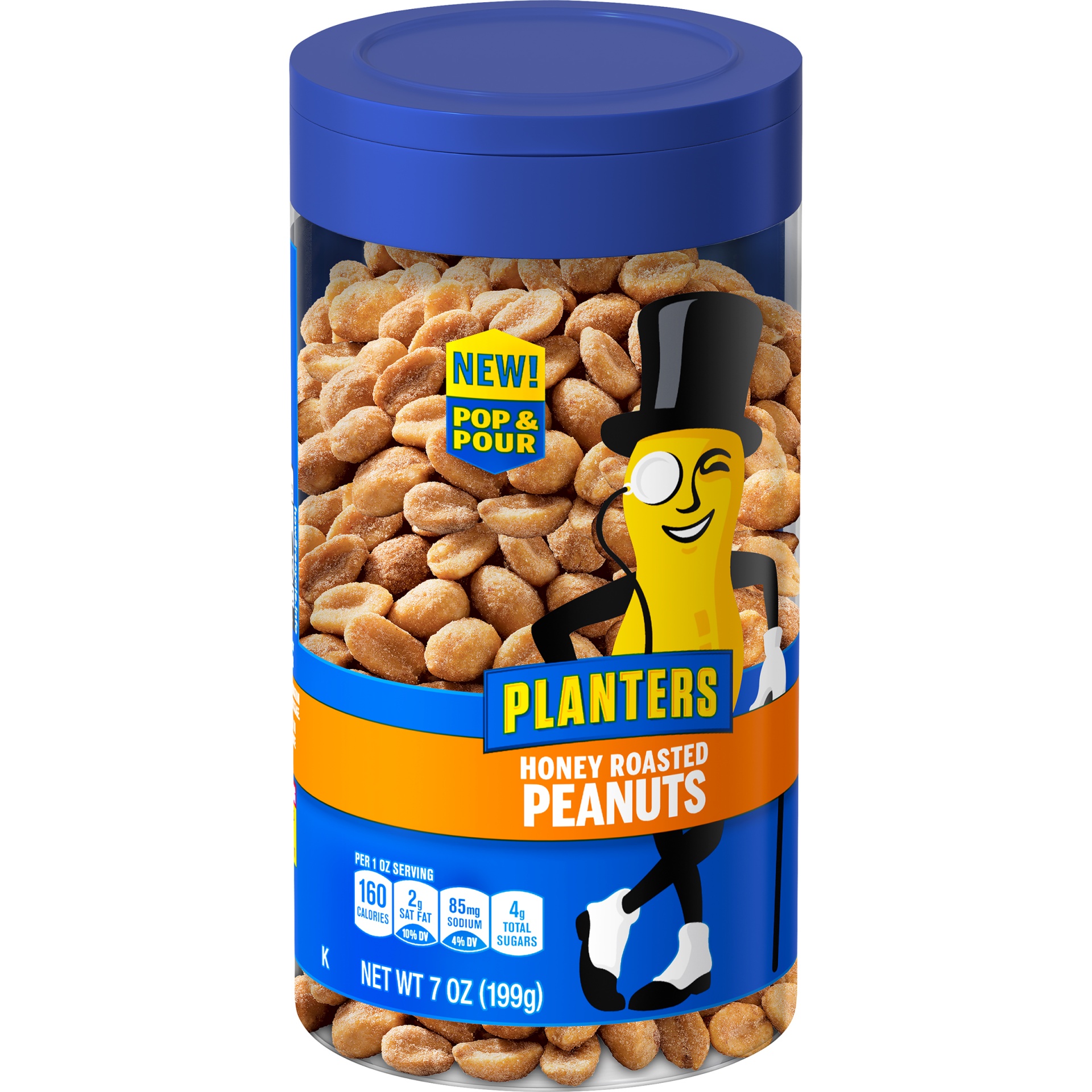 slide 10 of 14, Planters Pop & Pour Honey Roasted Peanuts, 7 oz Jar, 7 oz