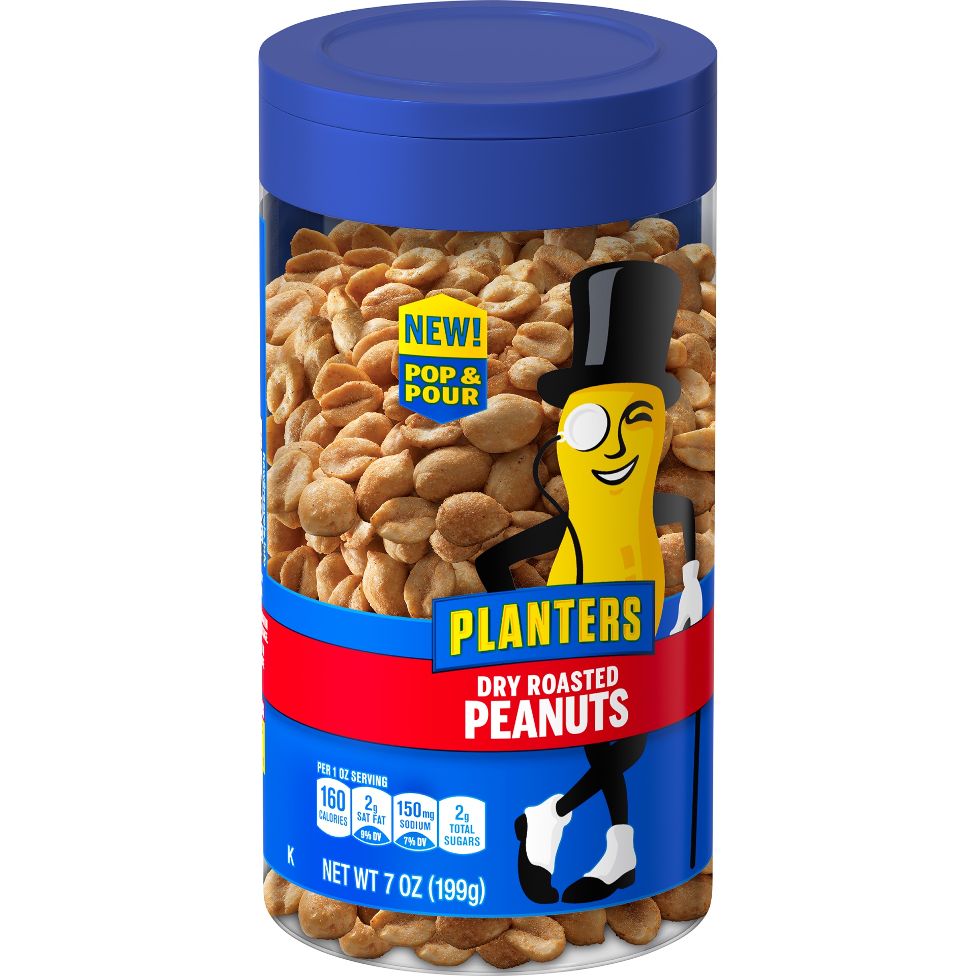 slide 10 of 14, Planters Pop & Pour Dry Roasted Peanuts, 7 oz Jar, 7 oz