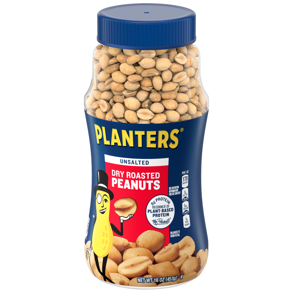 slide 9 of 29, Planters Dry Roasted Unsalted Peanuts 16 oz, 16 oz