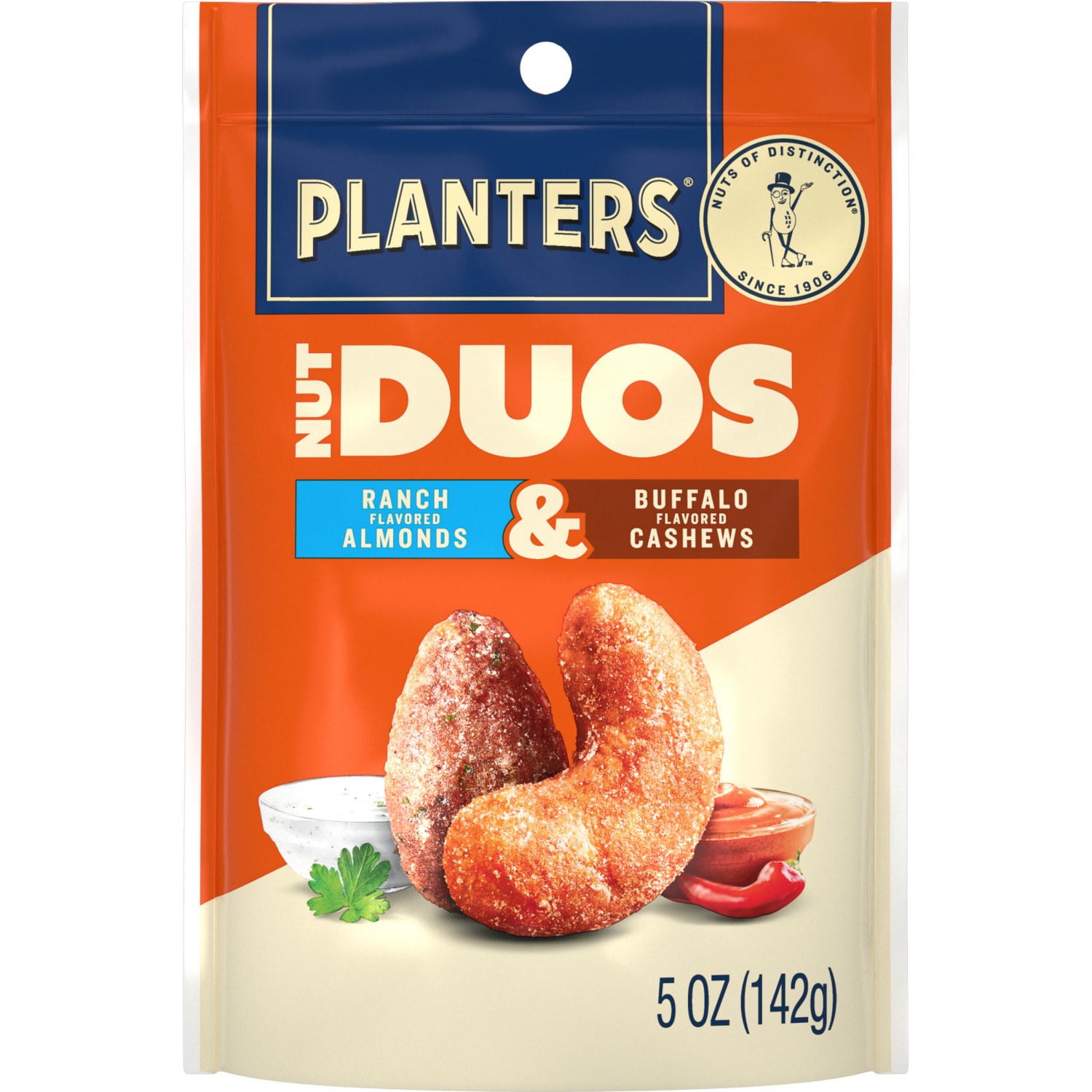 slide 1 of 7, Planters Nut Duos Ranch/Buffalo Flavored Almonds & Cashews 5 oz, 5 oz