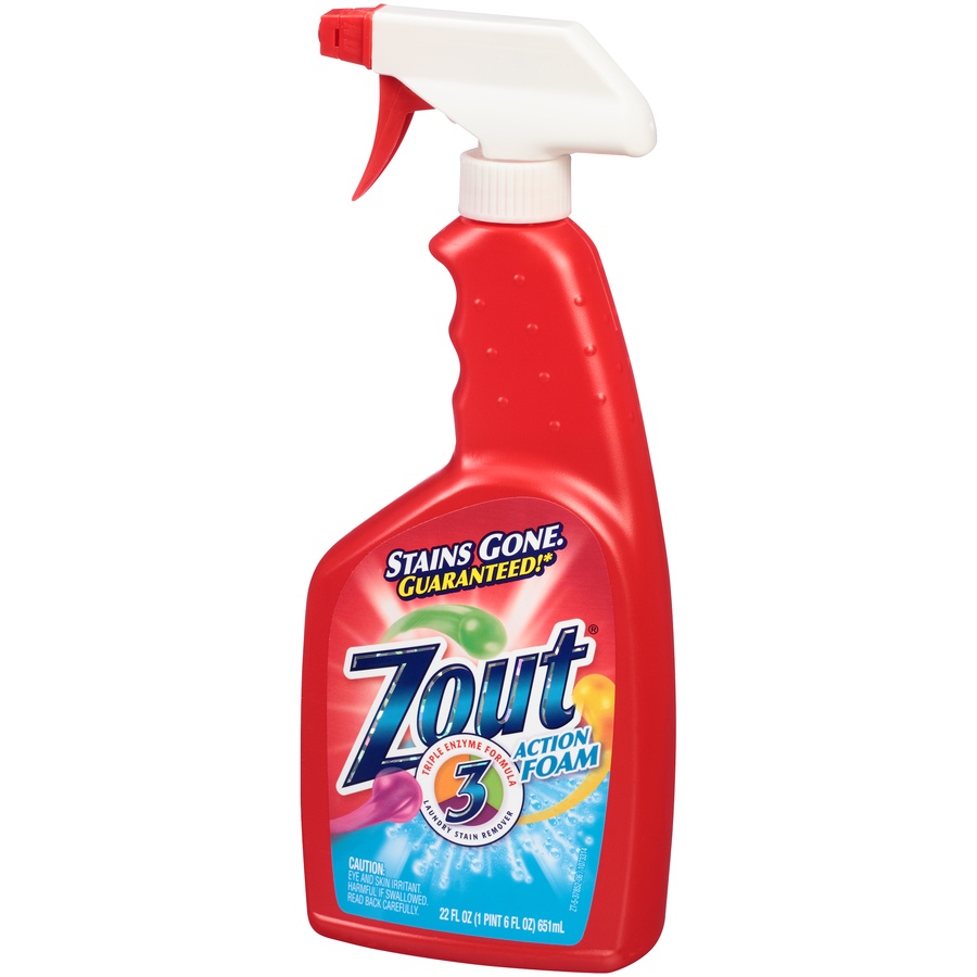 slide 3 of 6, Zout Triple Enzyme Formula Action Foam Laundry Stain Remover, 22 fl oz