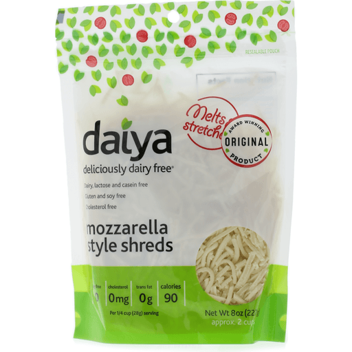 slide 2 of 7, Daiya Mozzarella Cheese Style Shreds Dairy Free, 8 oz