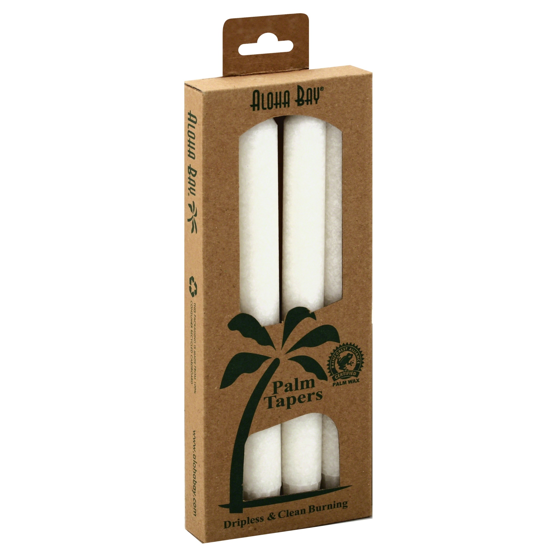 slide 1 of 4, Aloha Bay Palm Tapers - White, 4 ct