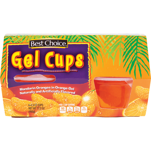 slide 1 of 1, Best Choice Gel Cups Mandarin Oranges In Orange Gel, 4 ct