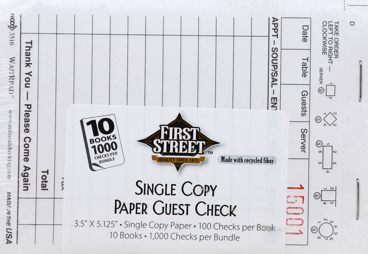 slide 3 of 6, First Street 3X5 Guest Checks, 10 ct