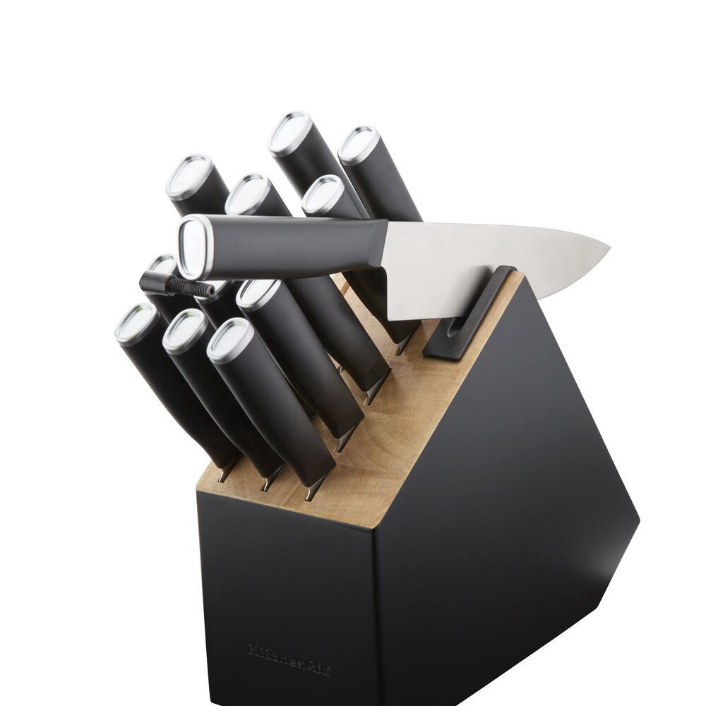 slide 1 of 2, KitchenAid Two Tone Slim Block Knife Set - Black, 14 ct