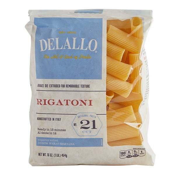 slide 1 of 9, Delallo Pasta Bag Rigatoni - 16 Oz, 16 oz