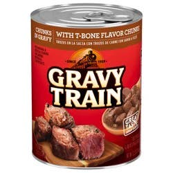 Gravy Train Chunks in Gravy With T-Bone Flavor Chunks Wet Dog Food, 13.2 oz. Can
